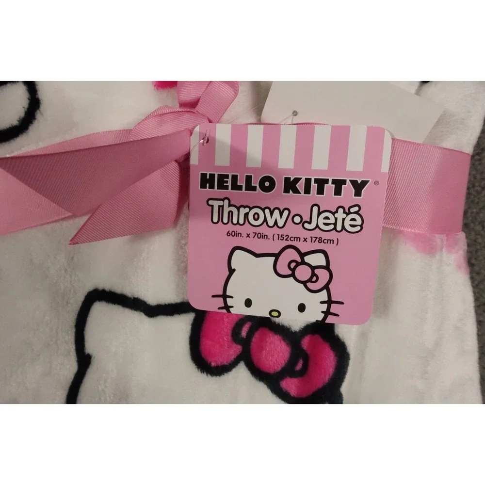 Hello Kitty Plush Throw Blanket Pink White Flowers Spring 60x70 in